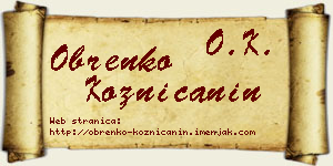 Obrenko Kozničanin vizit kartica